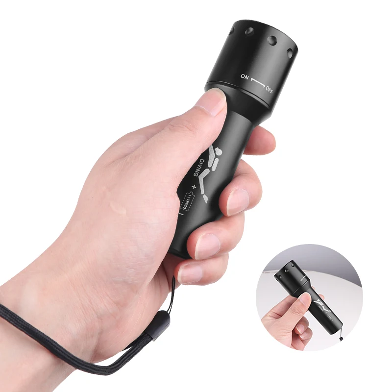 New T6 LED Diving Torch Long-R - Underwater Flashlight review and price